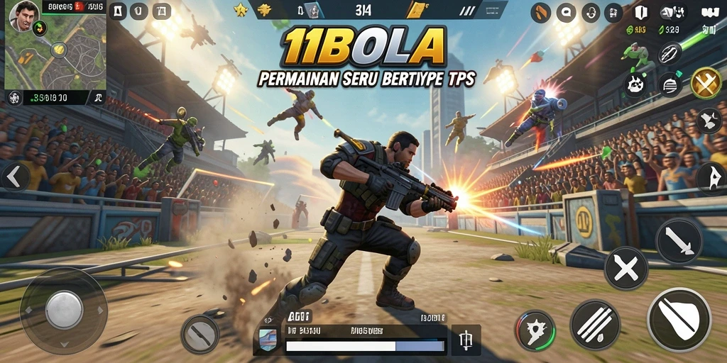 Tangkapan layar menunjukkan aksi mendebarkan dalam gameplay 11BOLA.