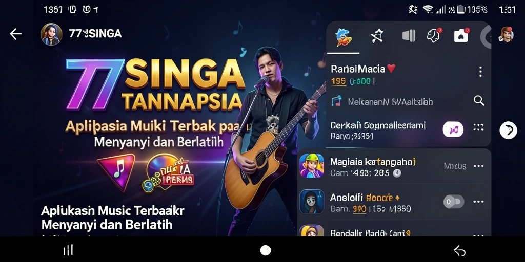 Tampilan screenshot gameplay 77SINGA dengan pengguna bernyanyi.