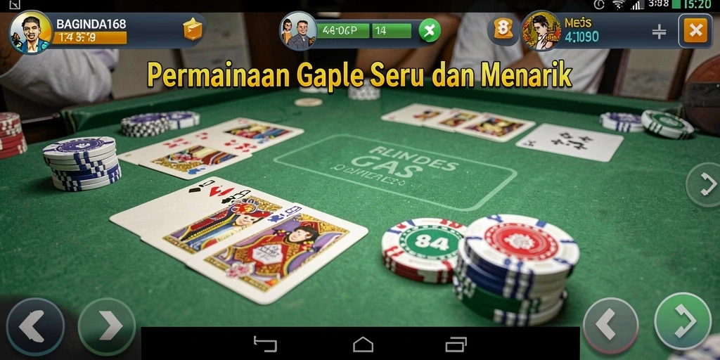 Tampilan gameplay Gaple di BAGINDA168 yang menarik dan interaktif.