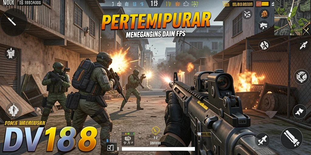 Tangkapan layar gameplay <strong>DV188</strong> menunjukkan aksi tembak-menembak yang intens.