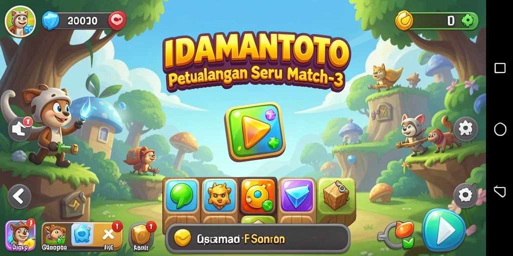 Tangkapan layar permainan <strong>IDAMANTOTO</strong> yang menunjukkan aksi gameplay Match-3 yang menarik.