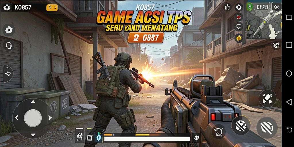 Gameplay seru dalam KO857 dengan aksi menembak yang mendebarkan.