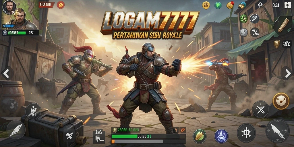 Screenshot menampilkan aksi seru dalam game Battle Royale LOGAM777.
