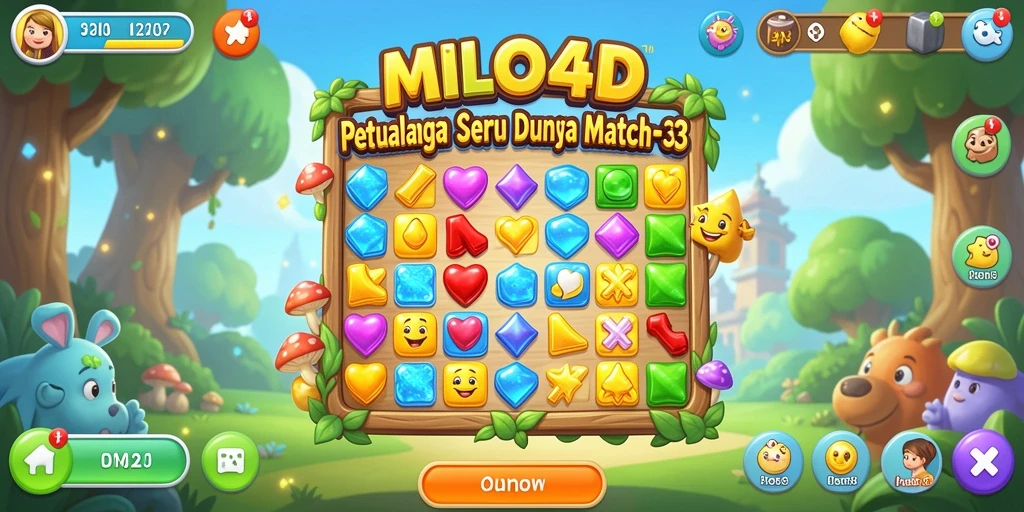 Tangkapan layar gameplay seru dari MILO4D yang menampilkan kedinamisan permainan Match-3.