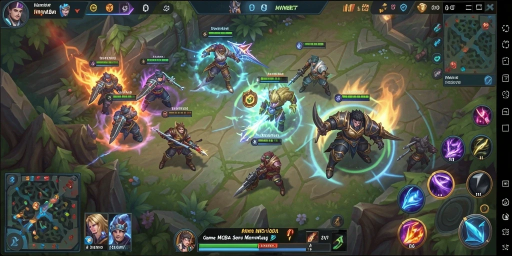 Tampilan gameplay MOBA yang menegangkan dan seru di MIMINBET.