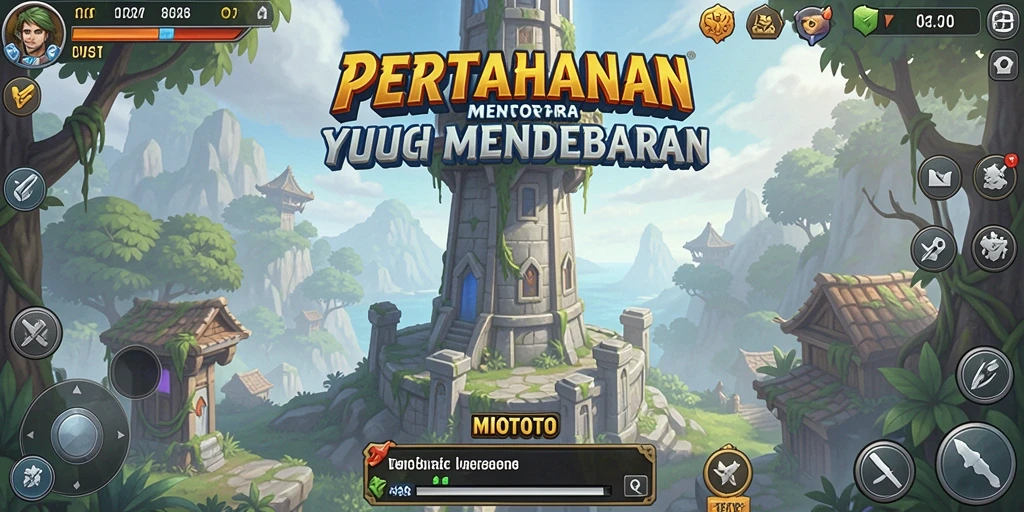 Gameplay MIOTOTO yang menawan dengan pertahanan menara yang strategis.