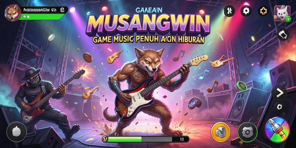Tampilan screenshot MUSANGWIN menampilkan pemain beraksi di tantangan musik.