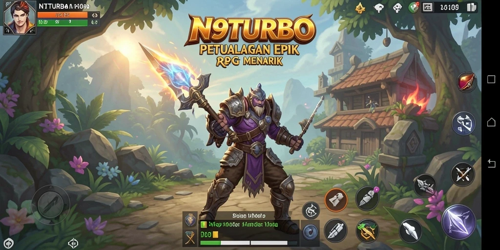 Tampilan gameplay N9TURBO yang mendebarkan dalam aksi RPG.