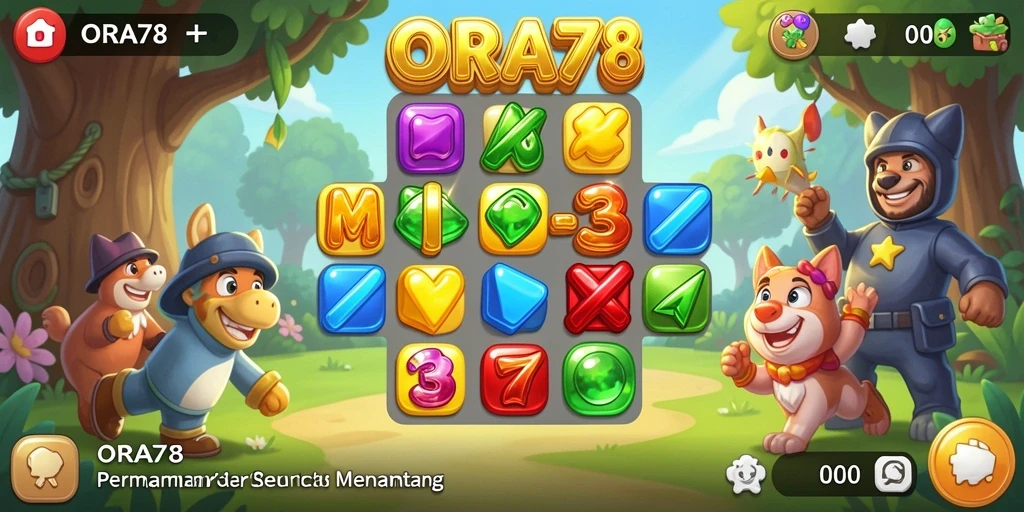 Screenshot gameplay ORA78 menampilkan aksi seru permainan Match-3.
