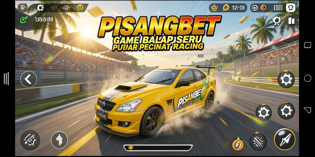 Tampilan gameplay PISANGBET dengan aksi balap yang seru.