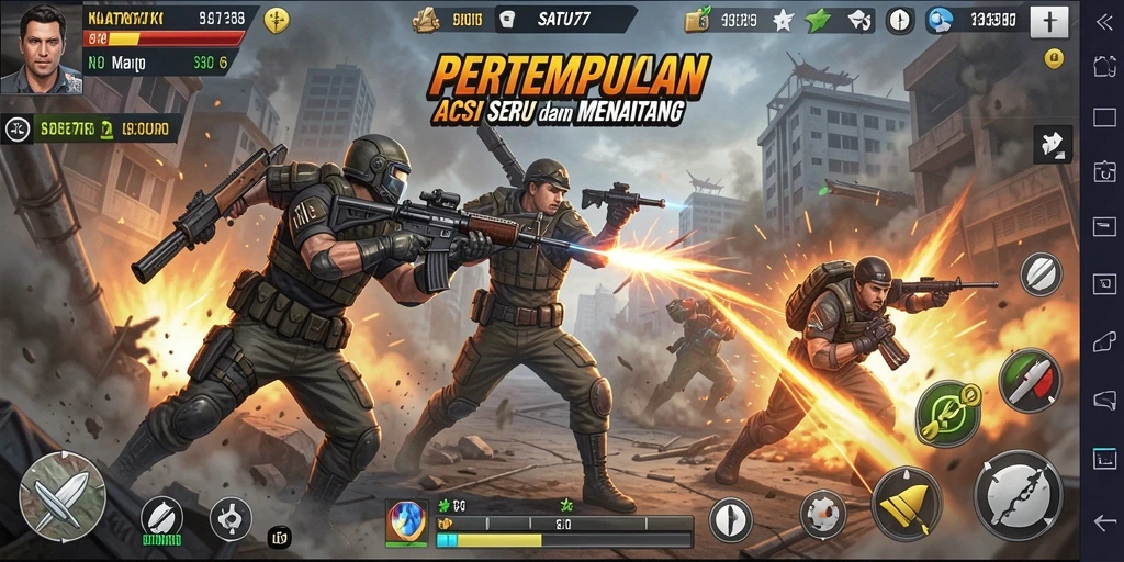 Tangkapan layar menampilkan aksi seru dalam permainan SATU77.