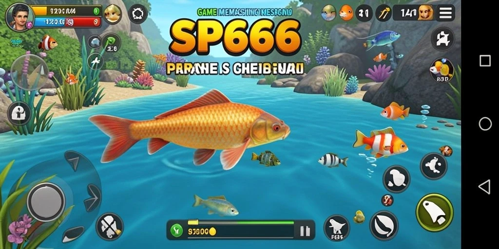Tampilan gameplay <strong>SP666</strong> yang menawan dengan berbagai jenis ikan.