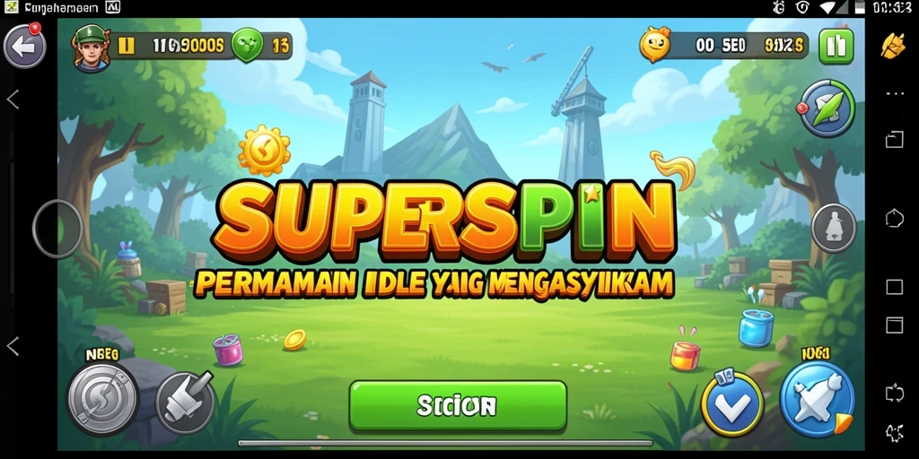 Tampilan menarik dari gameplay <strong>SUPERSPIN</strong> dengan berbagai item yang bisa dikumpulkan.