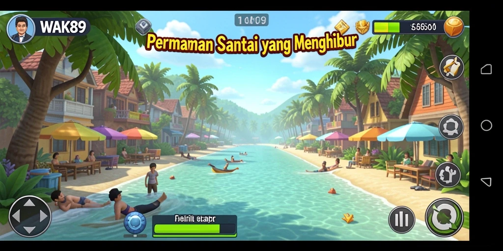 Screenshot utama WAK89 menampilkan gameplay yang ceria dan penuh warna.